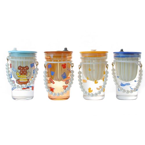 465ml Glass Sipper Bottle with Straw Supplier