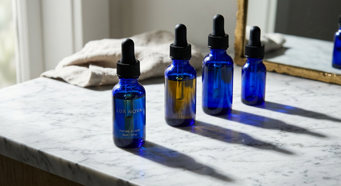Cobalt blue glass dropper bottles for pharmaceutical use