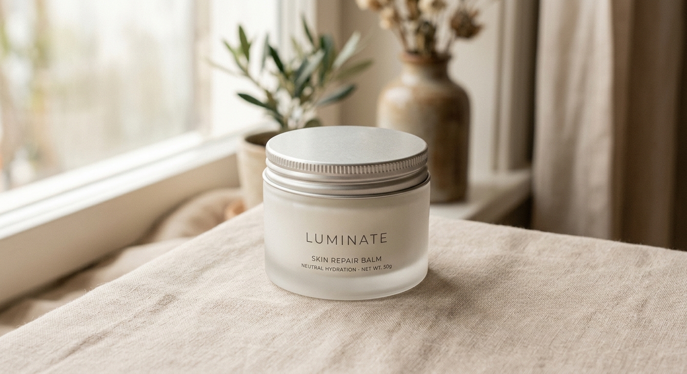 Frosted glass pharmaceutical jar with matte lid for premium skincare